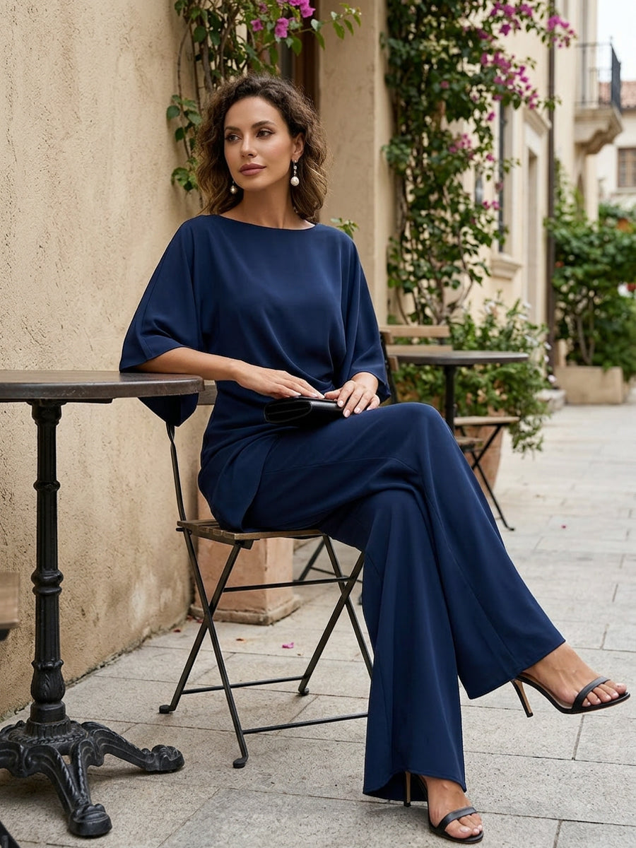 Genevieve | Two-Piece Set with Cape Sleeves and Draped Waist