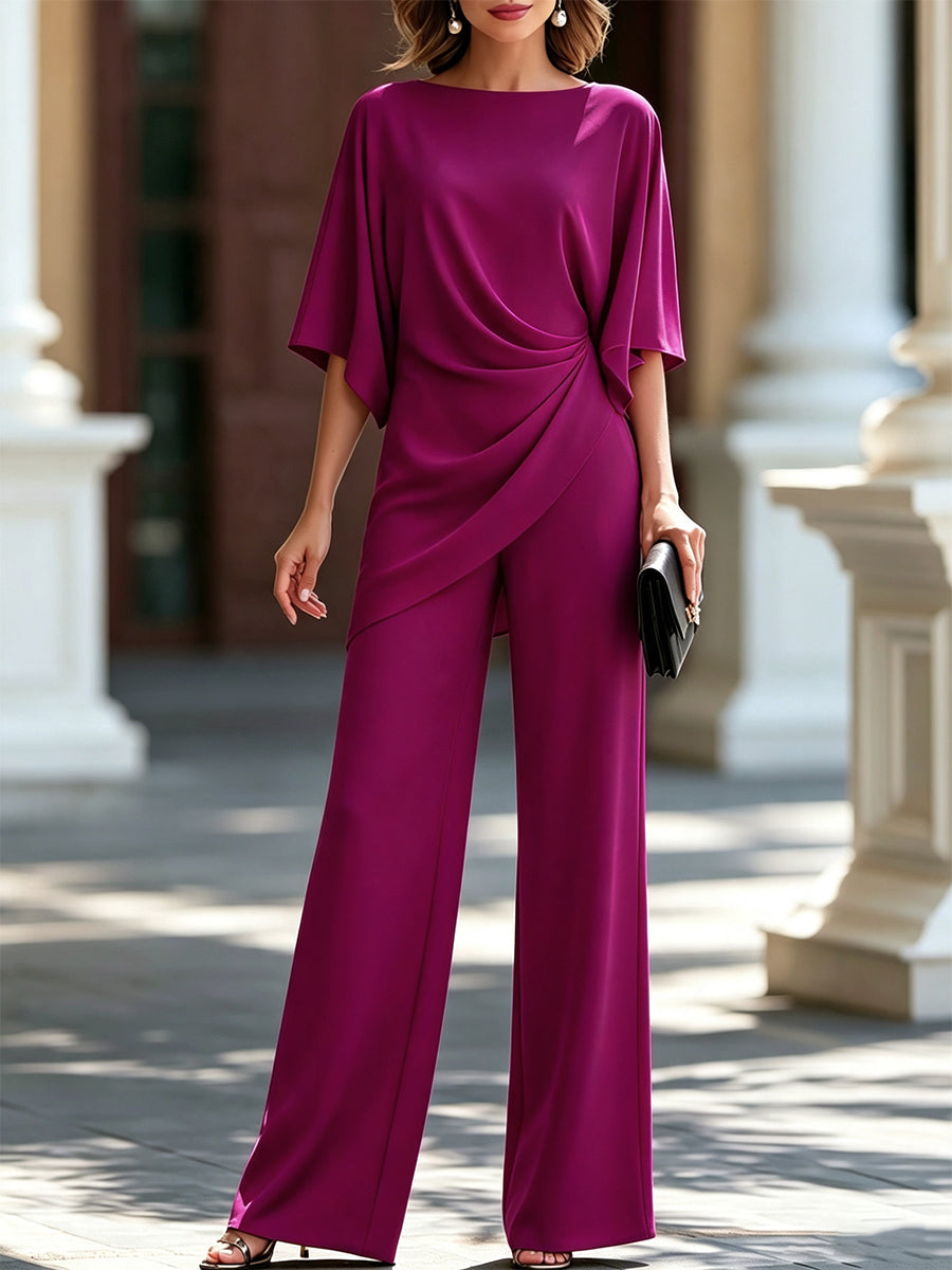 Genevieve | Two-Piece Set with Cape Sleeves and Draped Waist