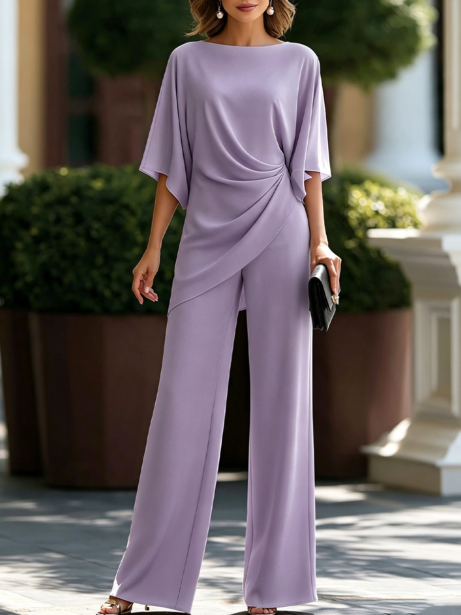 Genevieve | Two-Piece Set with Cape Sleeves and Draped Waist