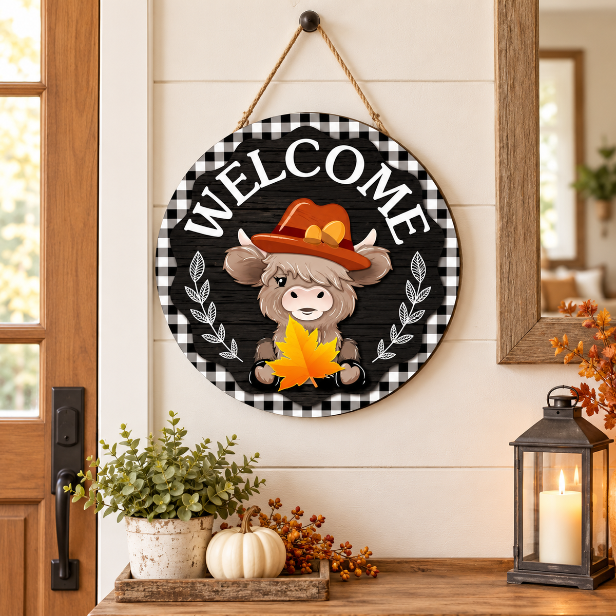 Moo Seasons – Magnetic Interchangeable Highland Cow Welcome Sign