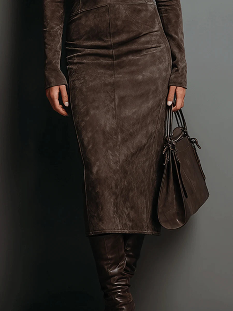Lorène | Midi Long Brown Dress