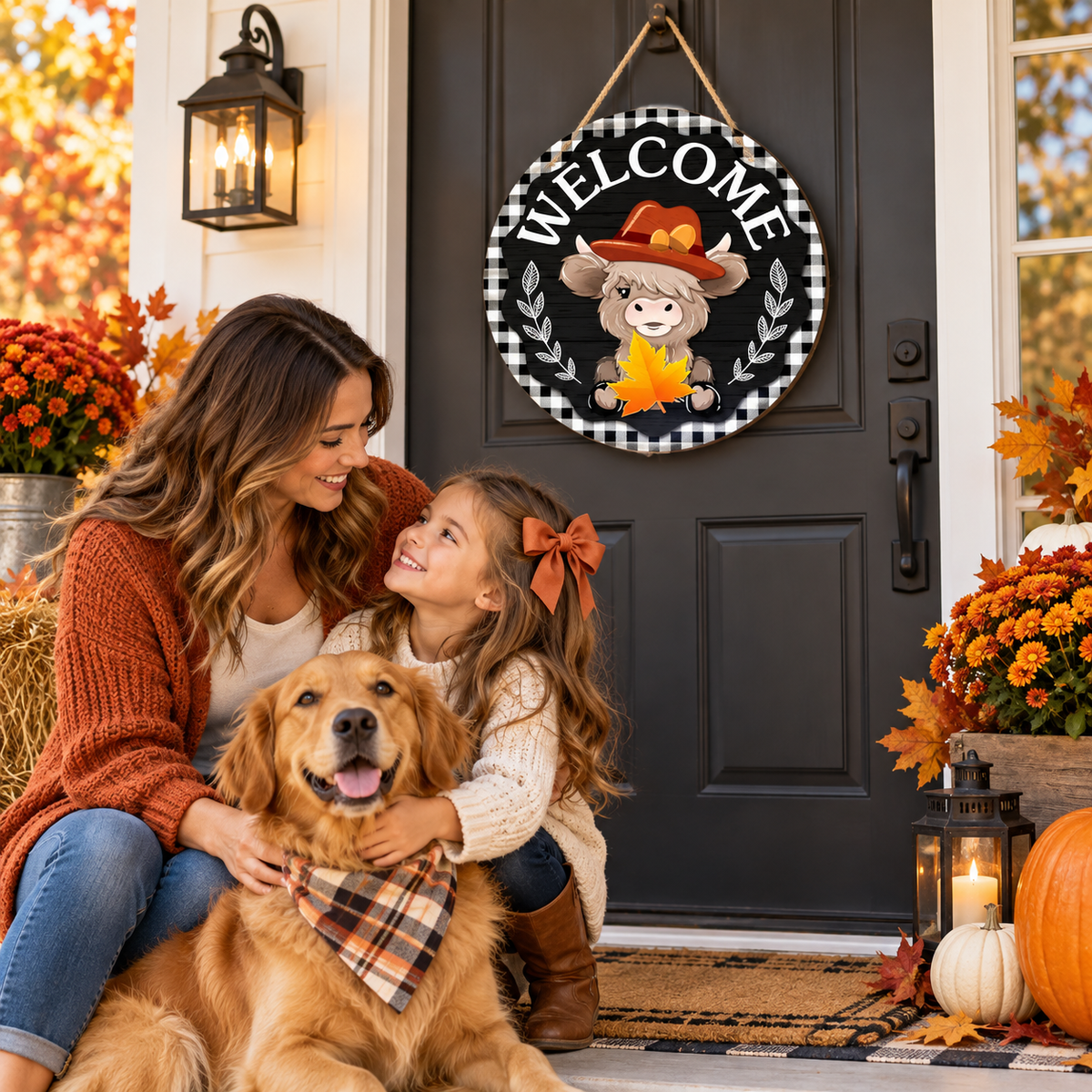 Moo Seasons – Magnetic Interchangeable Highland Cow Welcome Sign