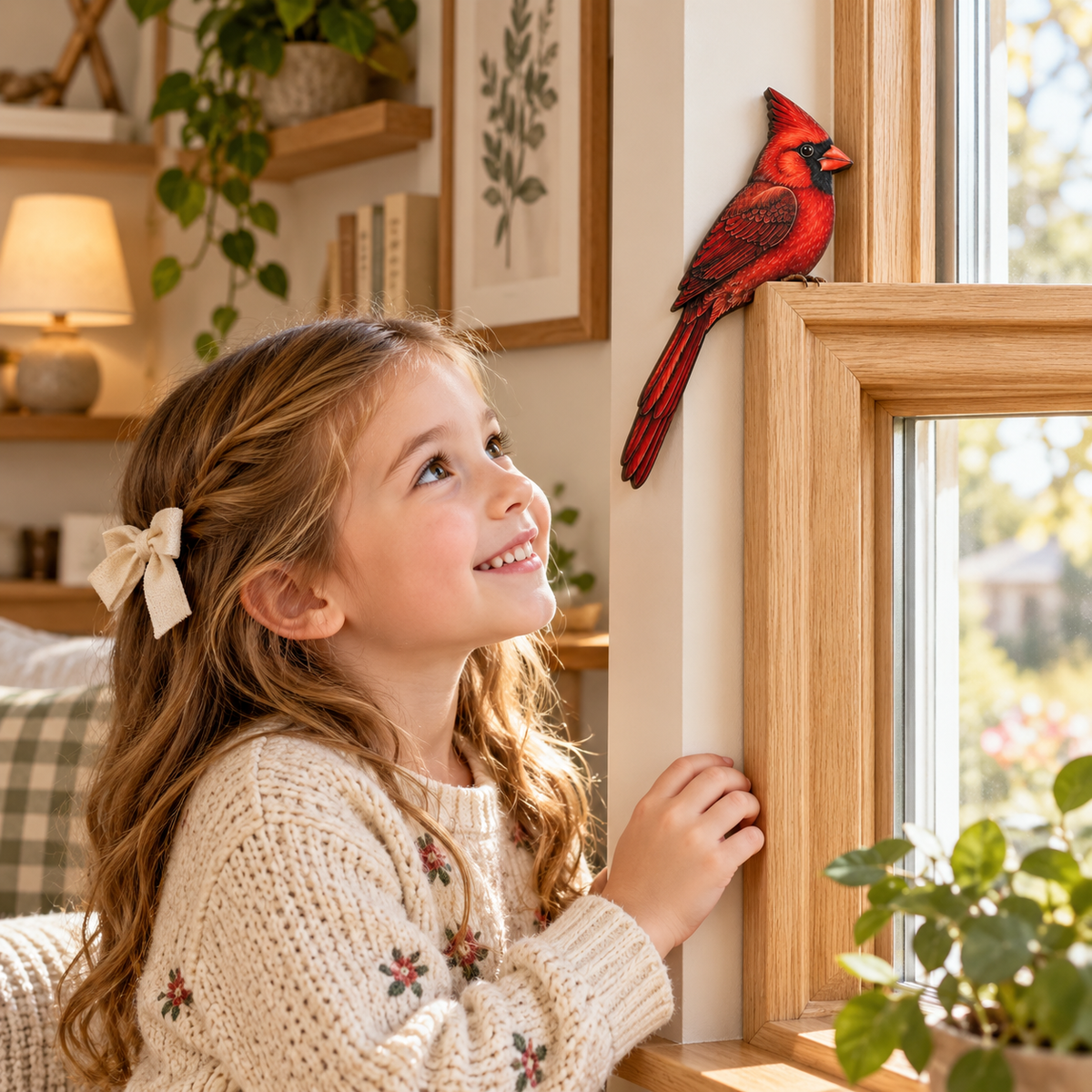 Perch & Feather – Cardinal Branch Metal Bird Décor