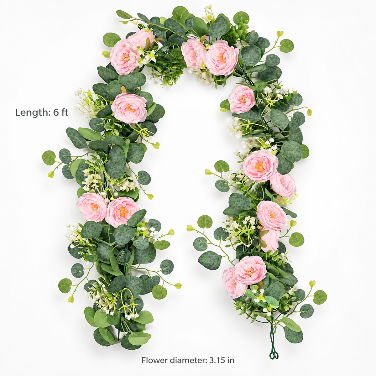 Roselune – White Rose And Eucalyptus Garland