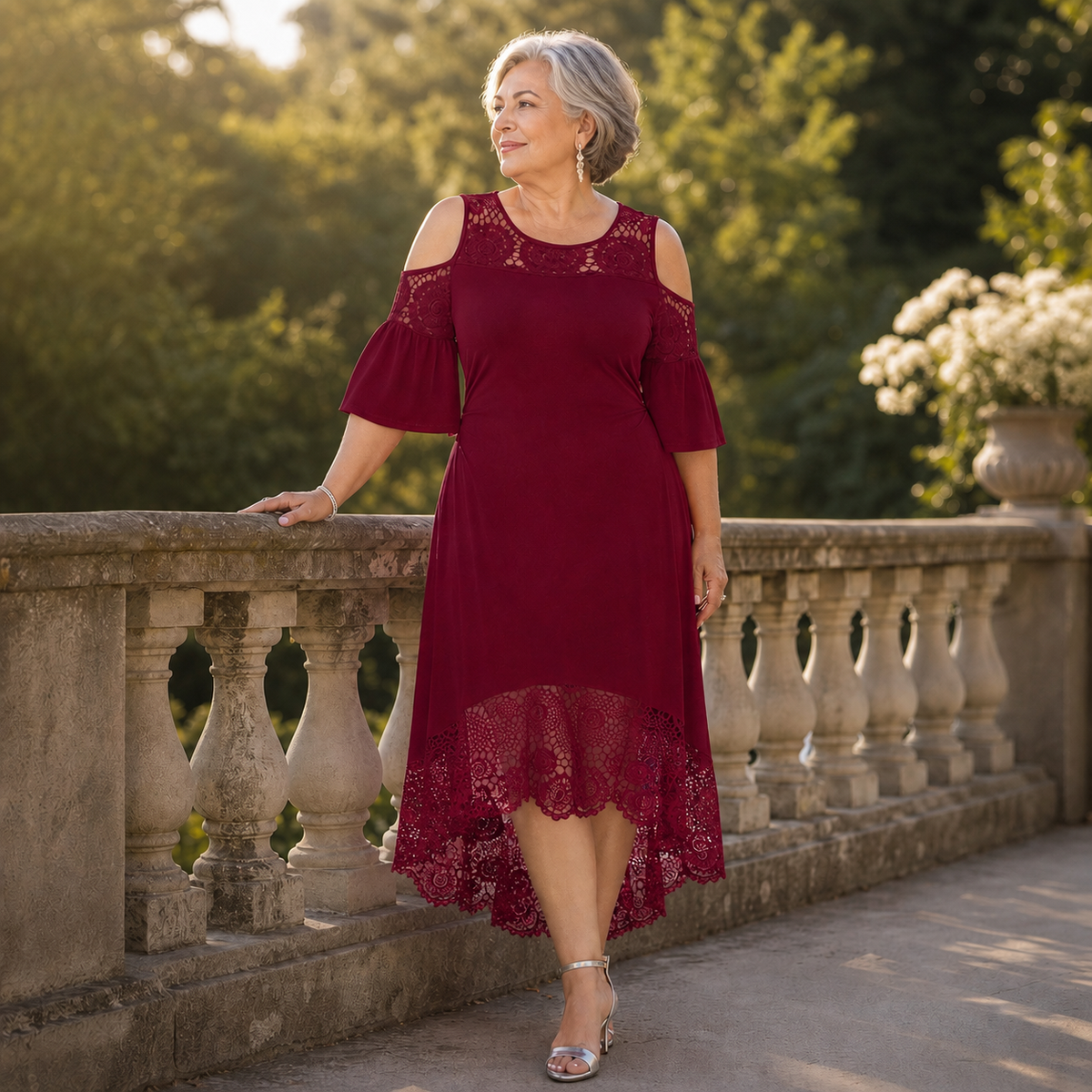 Wearbella – Off-Shoulder Lace Hem Midi Dress