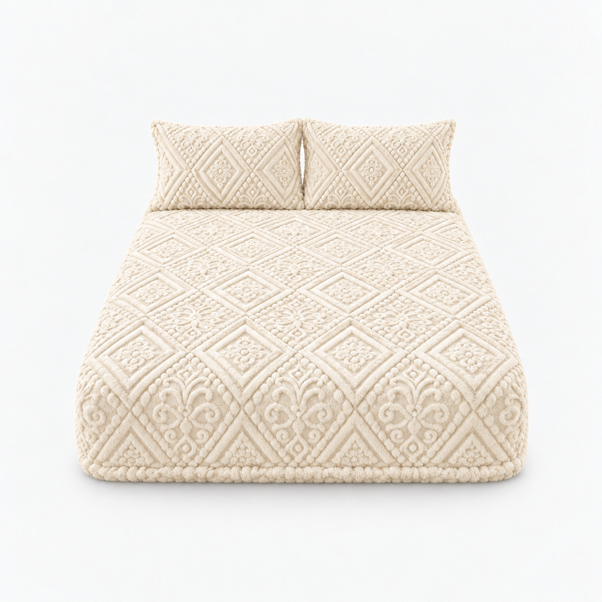 Damask Haven – Raised Damask Plush Fitted Sheet