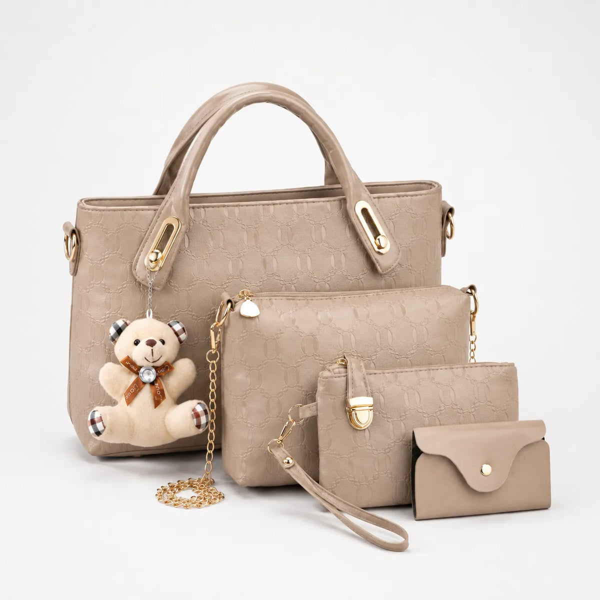 Belluna – 4-Piece Matching Handbag Set, Leather Tote Crossbody Pouch Card Holder