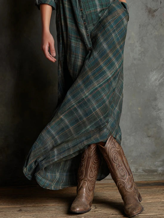 Valentine | Long Checked Dress