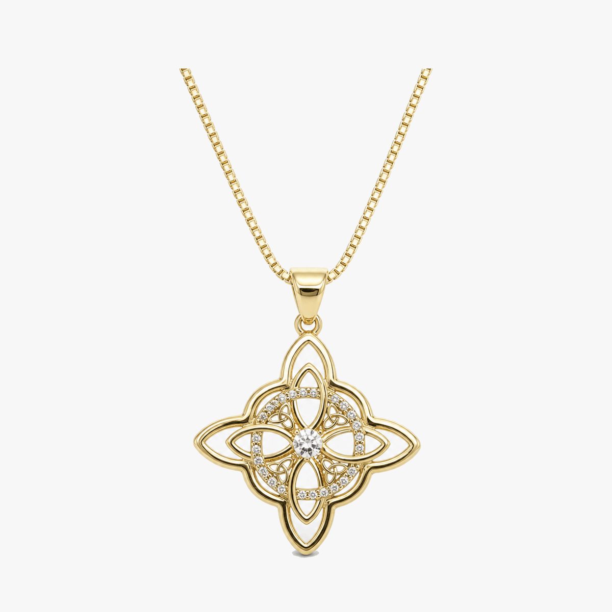 Elowen – Crystal Celtic Knot Necklace