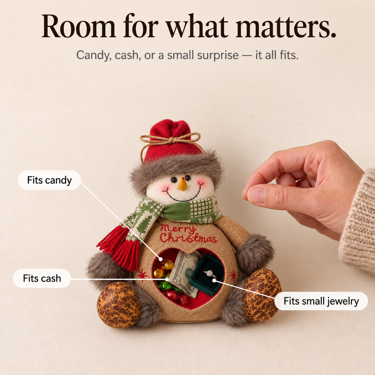 MerryZip – Plush Christmas Gift Bag With Hidden Compartment