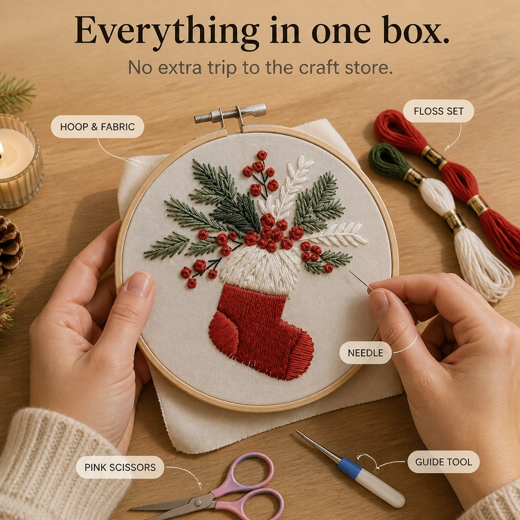Hearthstitch – Christmas Stocking Embroidery Kit