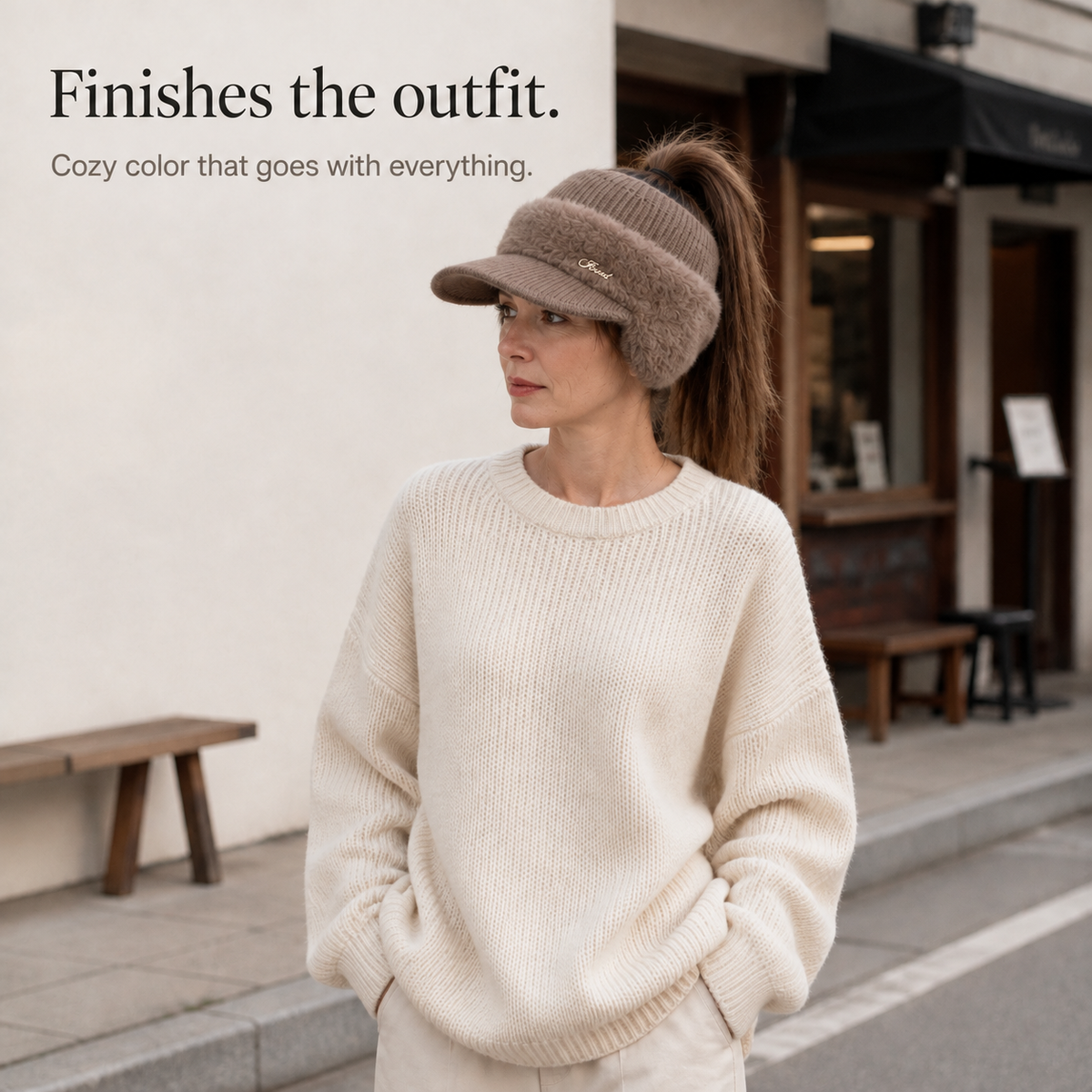 Warmelle – Open-Crown Knitted Ponytail Beanie