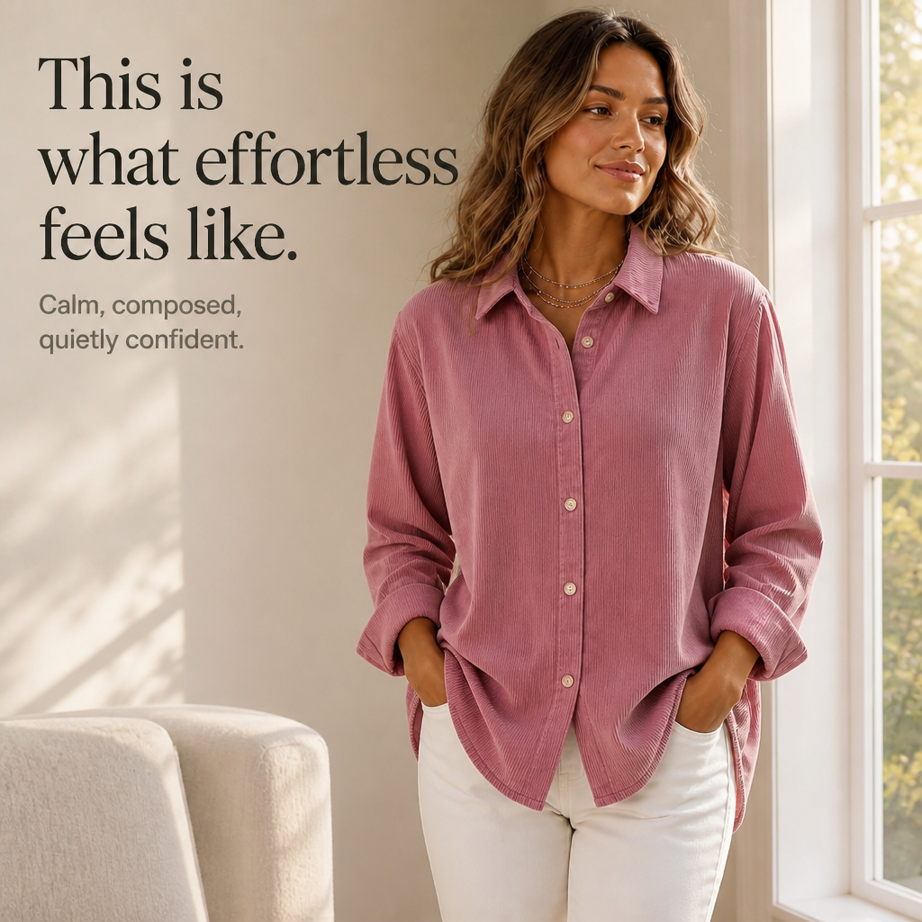 Cordelle – Oversized Corduroy-Look Button-Up Shirt