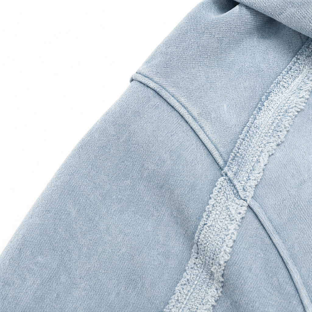 Fadeform – Washed Raw-Edge Oversized Zip-Up Hoodie