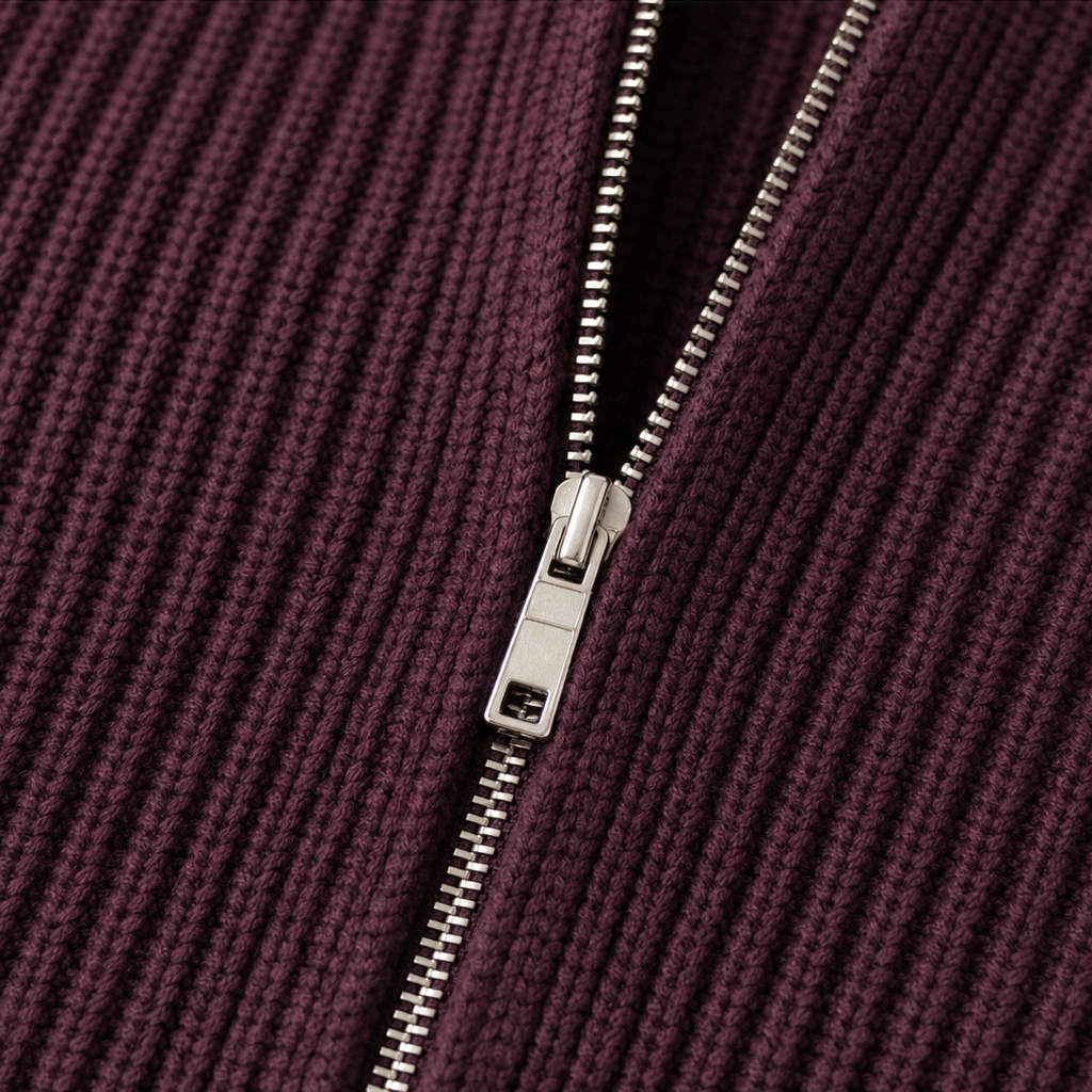 Lantera – Textured Lantern-Sleeve Zip-Up Knit Cardigan