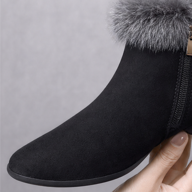 Veloura – Plush Cuff Synthetic Leather Ankle Boots