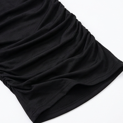 Velora – Ruched V-Neck Lantern-Sleeve Midi Dress