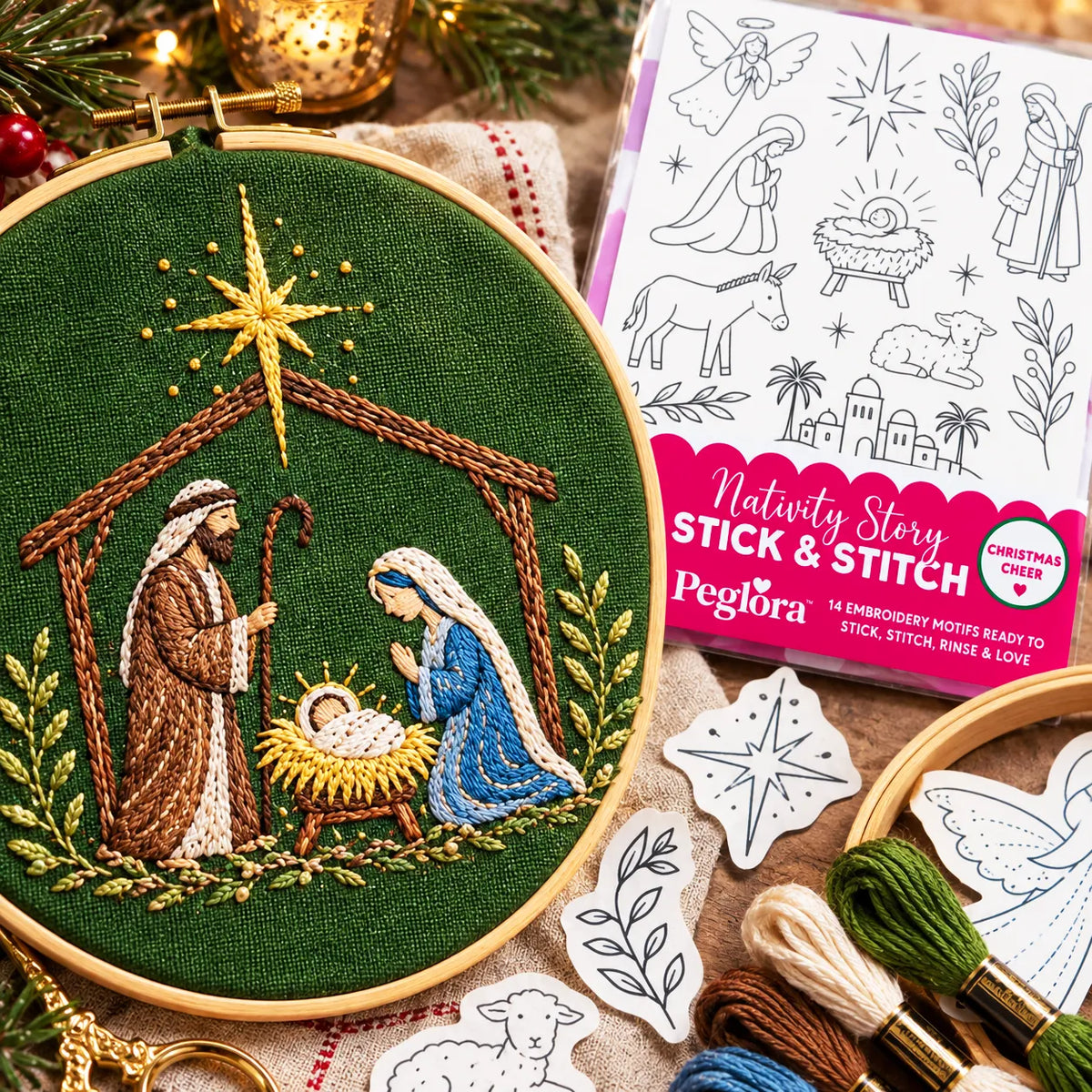 Stitchmas – Peel-And-Stick Nativity Embroidery Stabilizer
