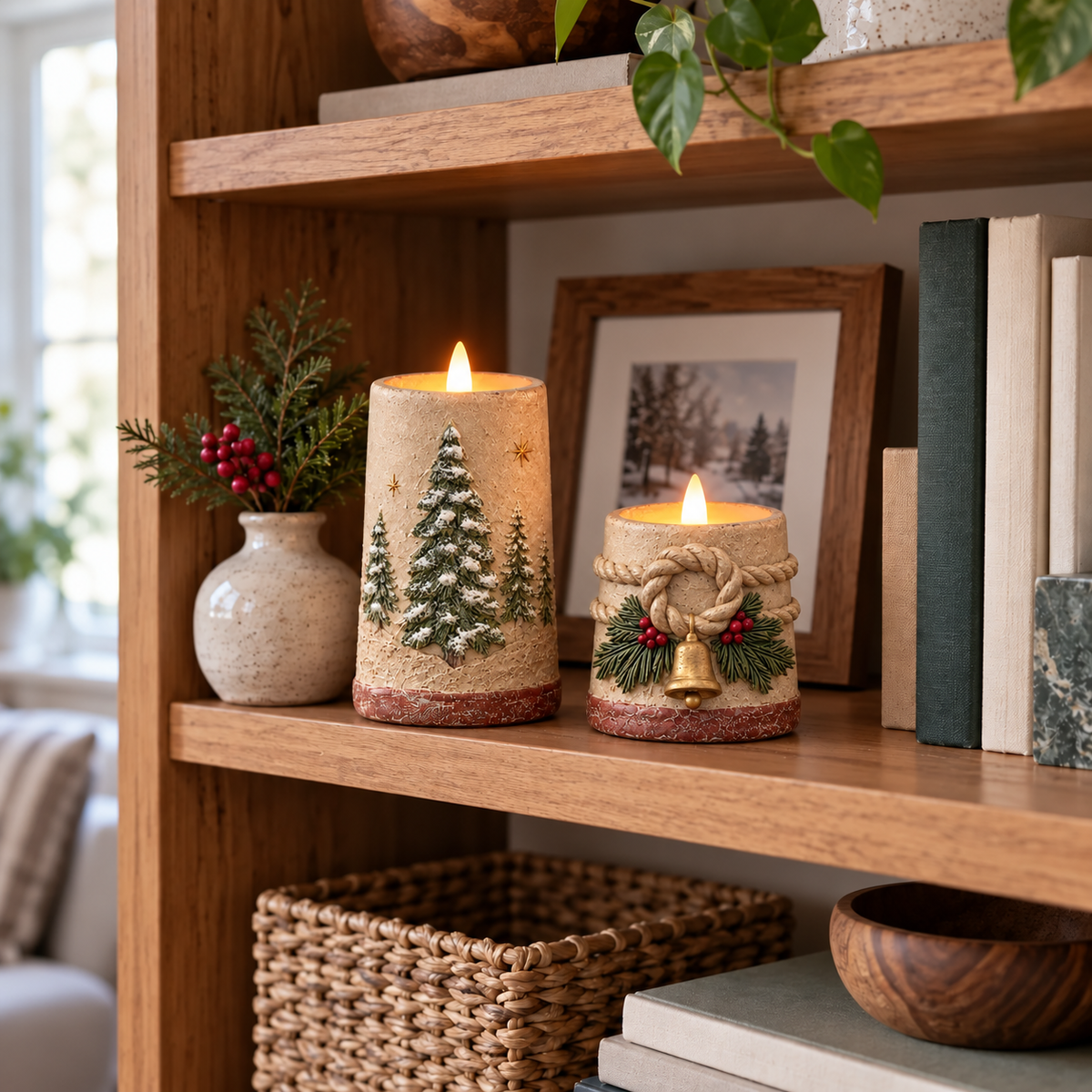 Hearthglow – Rustic Crackle-Finish Flameless LED Candle Set