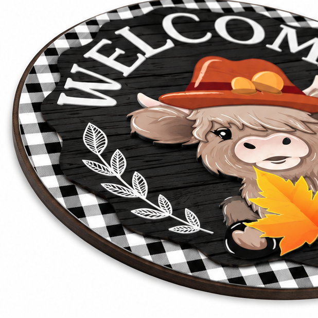 Moo Seasons – Magnetic Interchangeable Highland Cow Welcome Sign