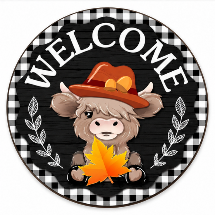 Moo Seasons – Magnetic Interchangeable Highland Cow Welcome Sign