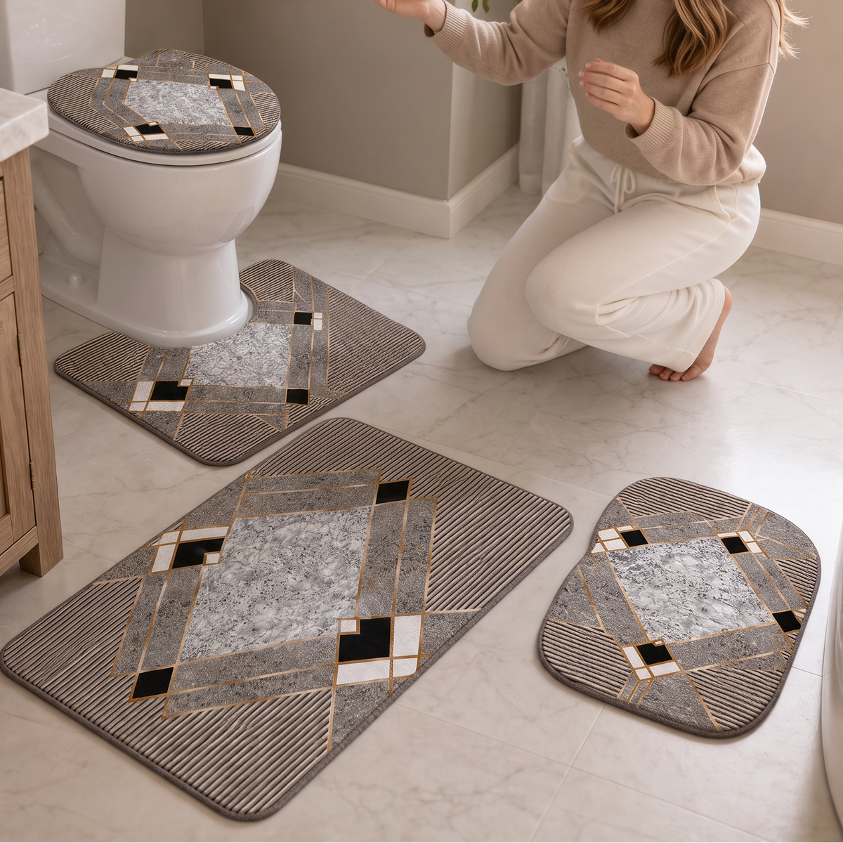 Cozyhaven – Four-Piece Plush Bathroom Rug Set