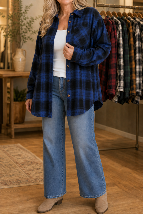 Overshirt & Co – Oversized Buffalo Plaid Flannel Shacket for Women, Fall Jacket
