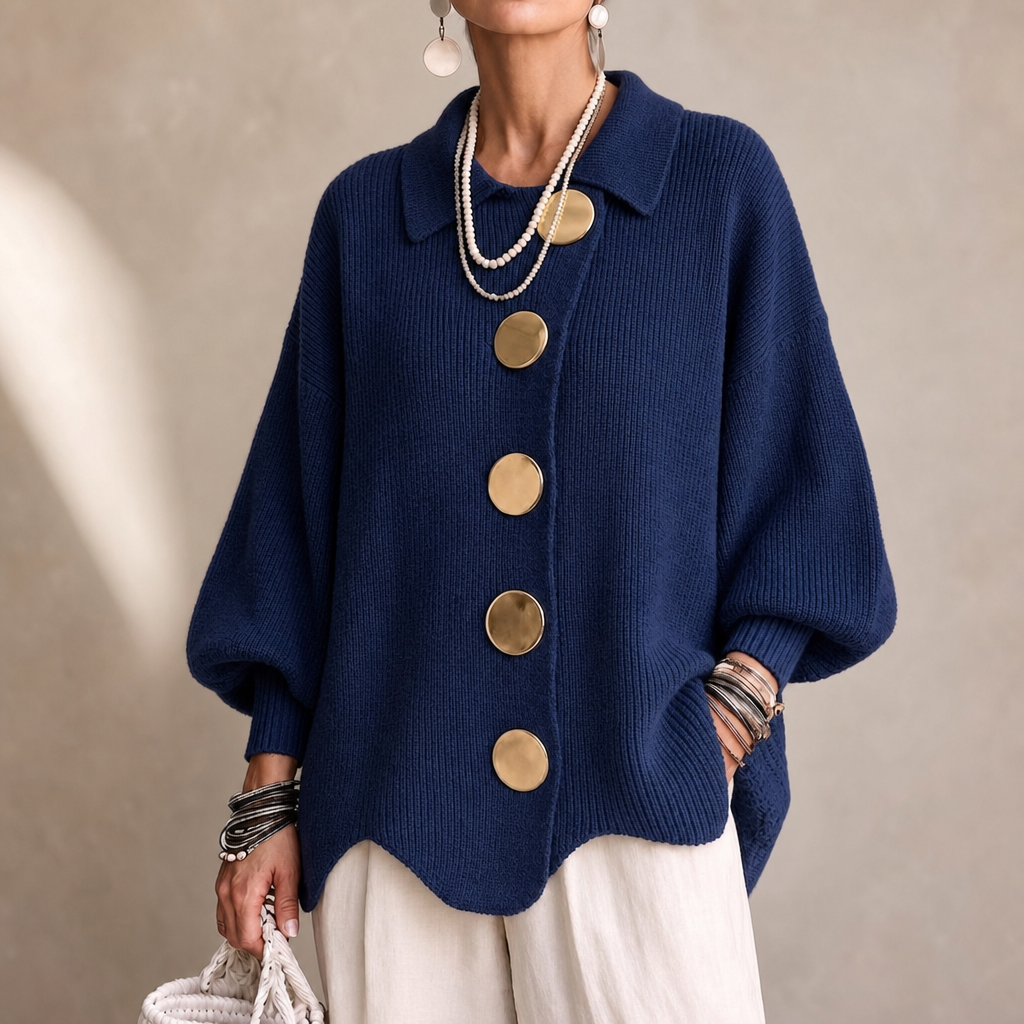 Wearbella – Scalloped Hem Chunky Collared Cardigan for Women, Cozy Fall Layer