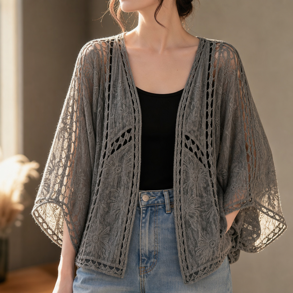 Lunaveil – Openwork Lace Oversized Cardigan for Women, Cozy Fall Layer