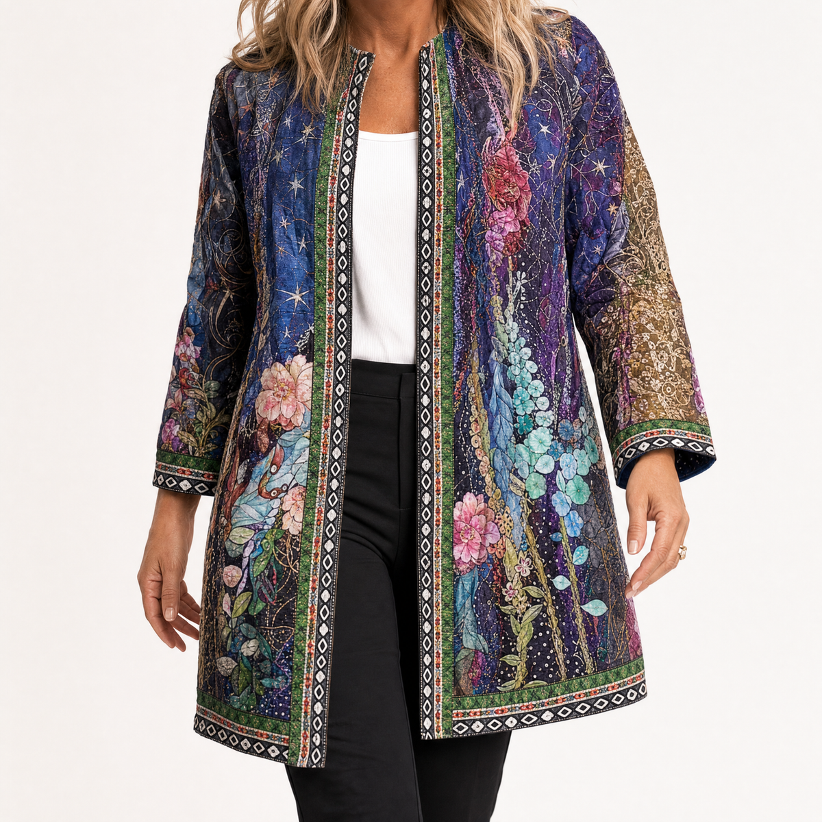 Patrice – Art-Print Open Jacket for Effortless Style