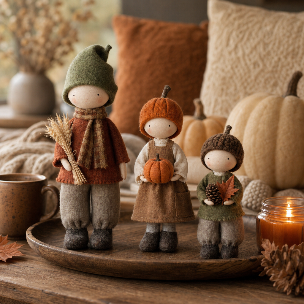 Harvest Hearth – Three-Piece Harvest Doll Figurine Set