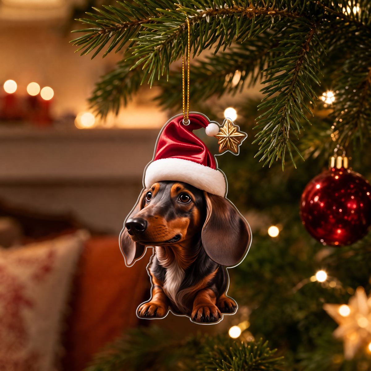 Pawliday – Double-Sided Acrylic Dachshund Christmas Ornaments (7 pieces set)