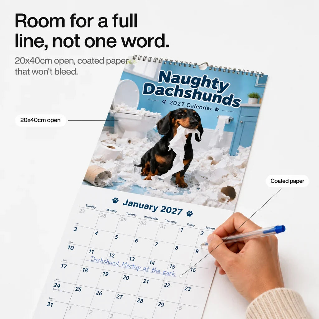 Naughty Dachshunds Dog Wall Calendar
