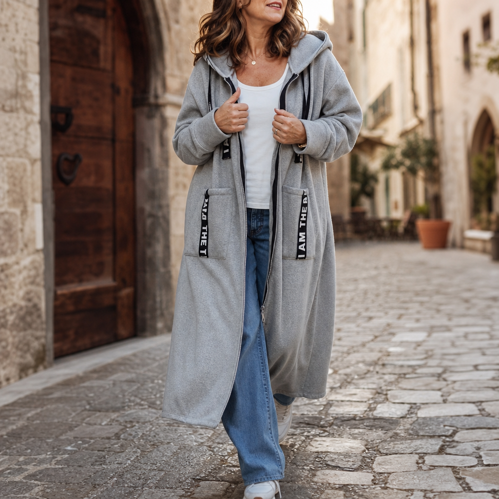 Everlyne – Alphabet Patchwork Zip-Up Hooded Jacket