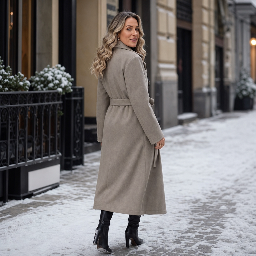 Belted Belle – Double-Breasted Belted Long Coat