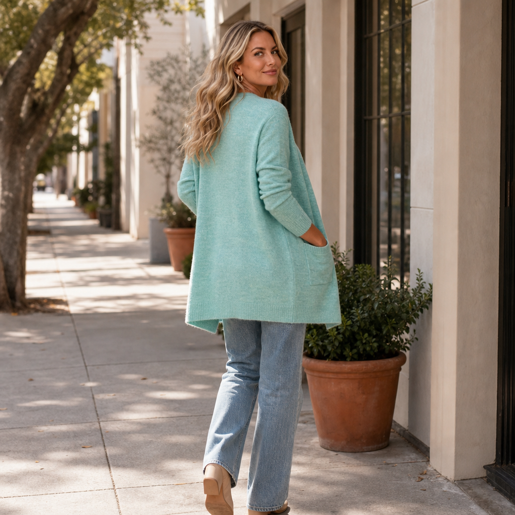 Mayfield – Longline Open-Front Wool Knit Cardigan