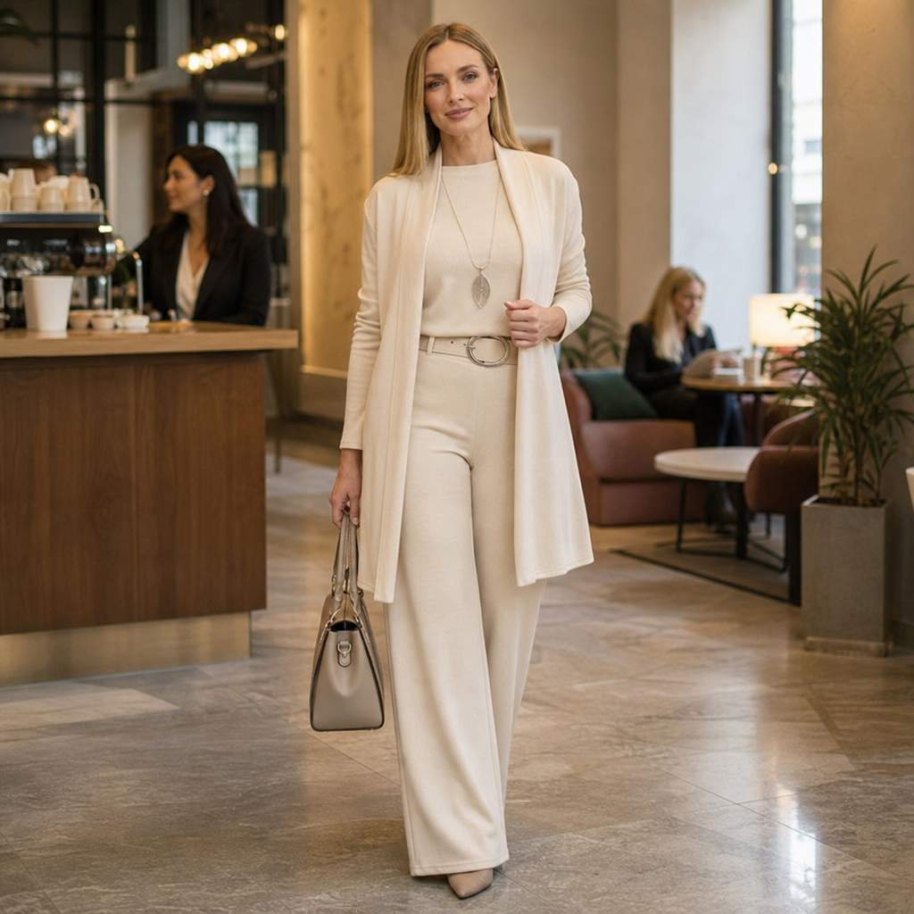 Veloura – Long Cardigan Top And Pants Set