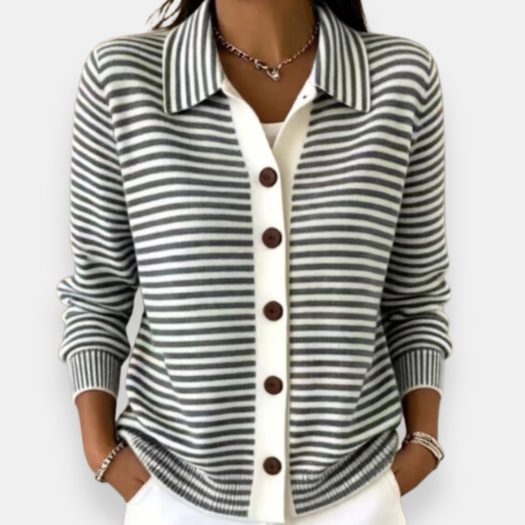 Marijke™ | Striped cardigan with buttons
