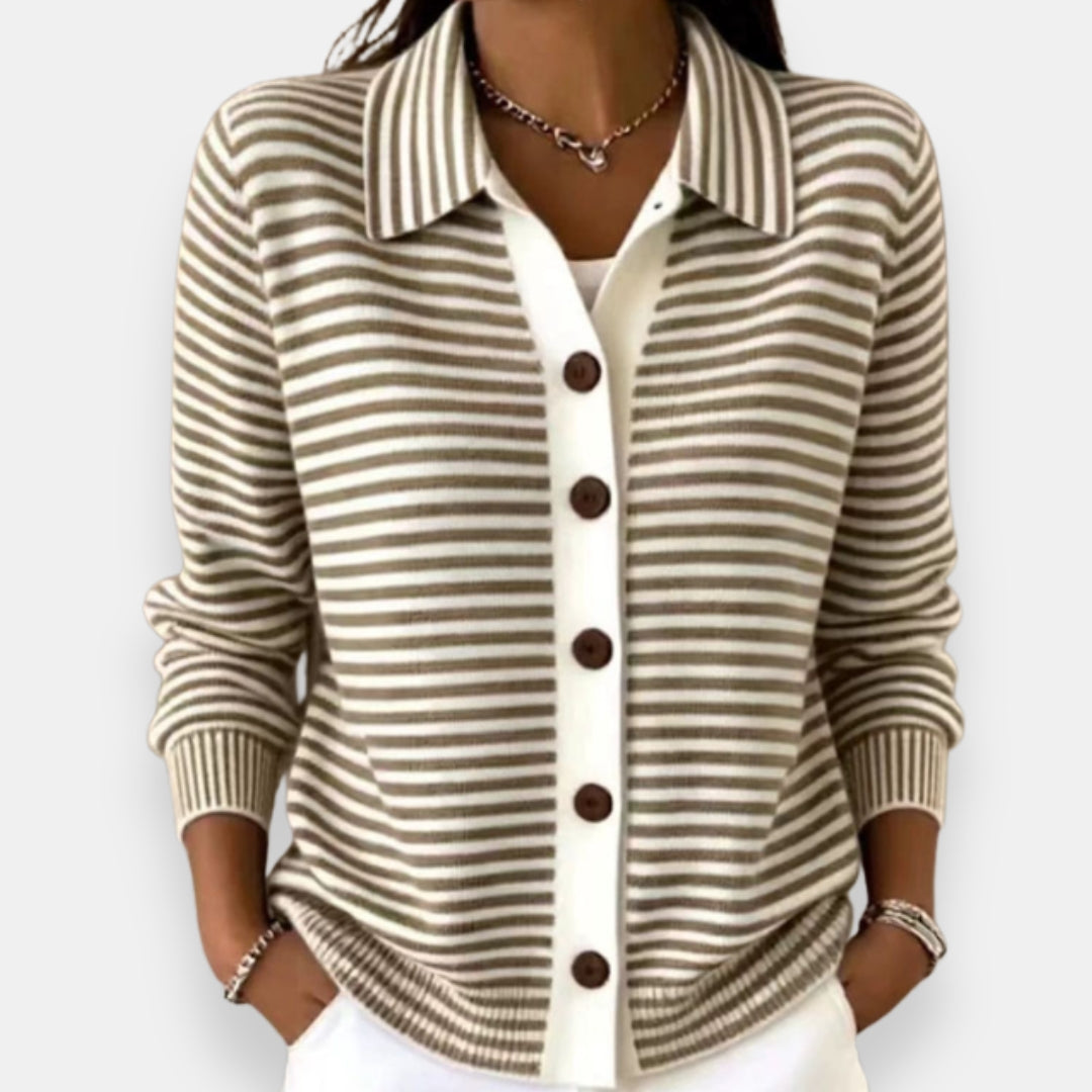 Marijke™ | Striped cardigan with buttons