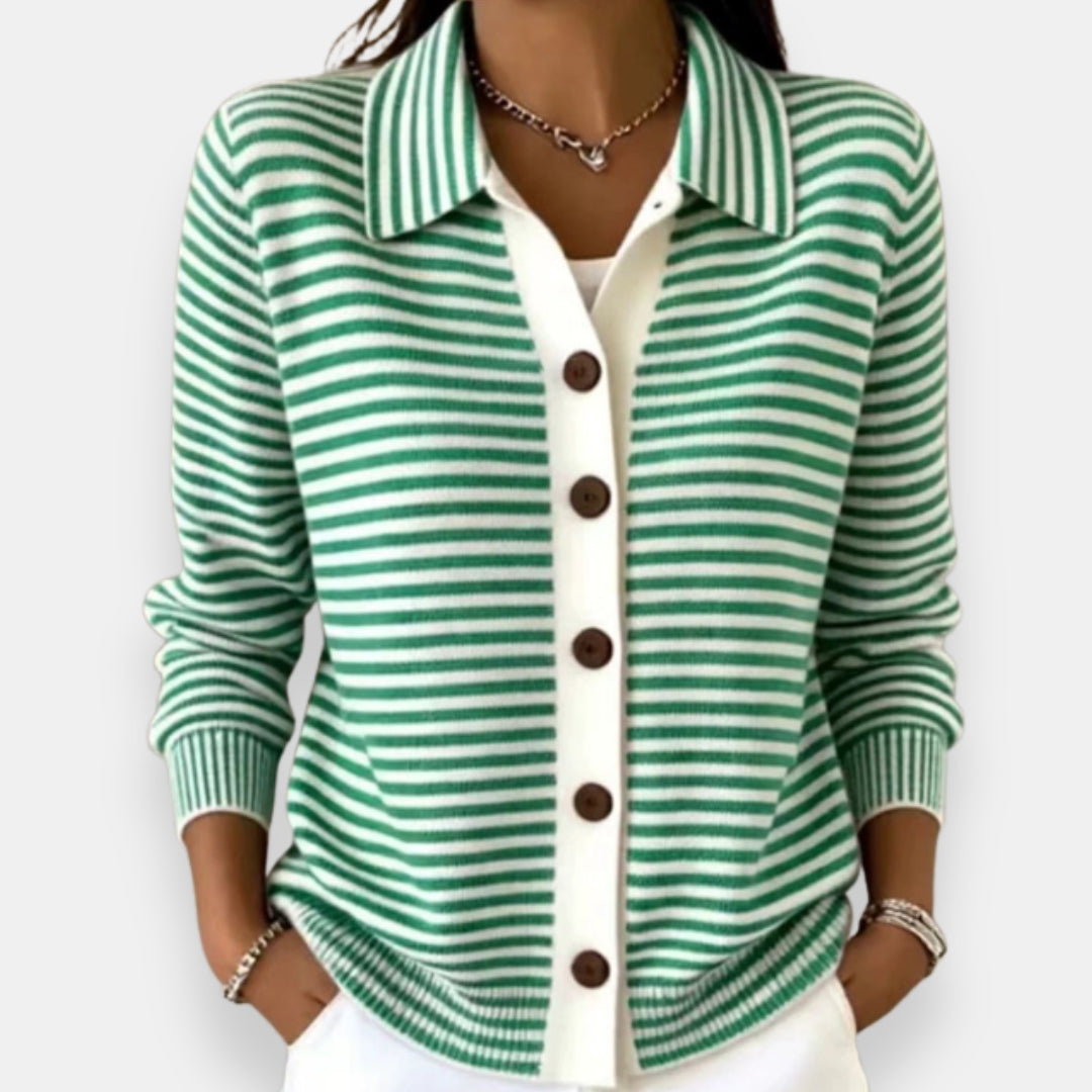 Marijke™ | Striped cardigan with buttons