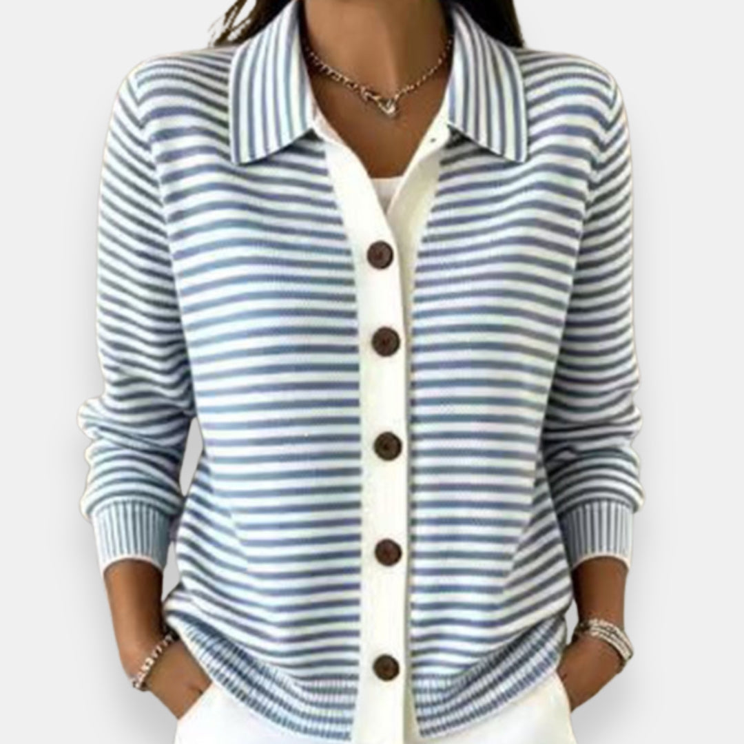 Marijke™ | Striped cardigan with buttons