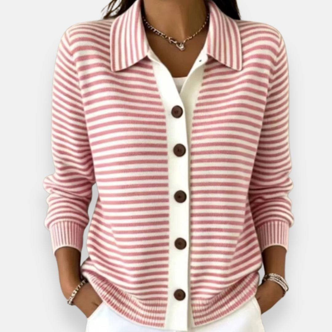 Marijke™ | Striped cardigan with buttons