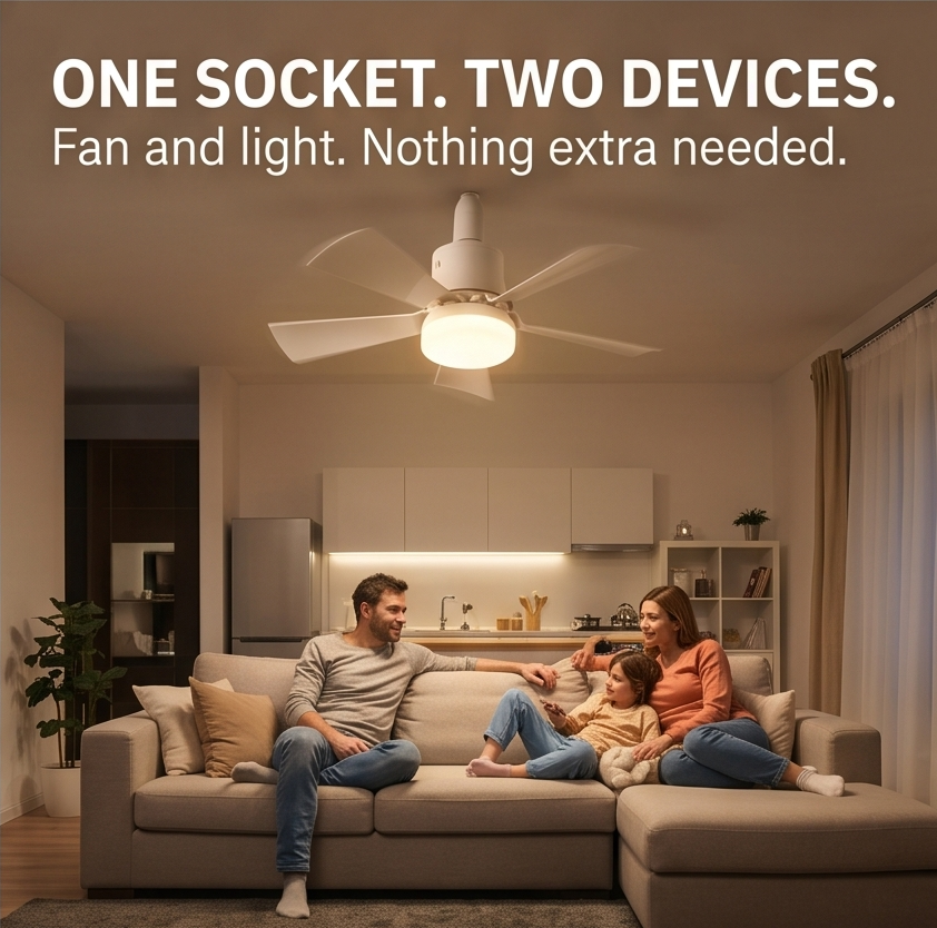 Socketcool – Screw-In Ceiling Fan with LED Light & Remote