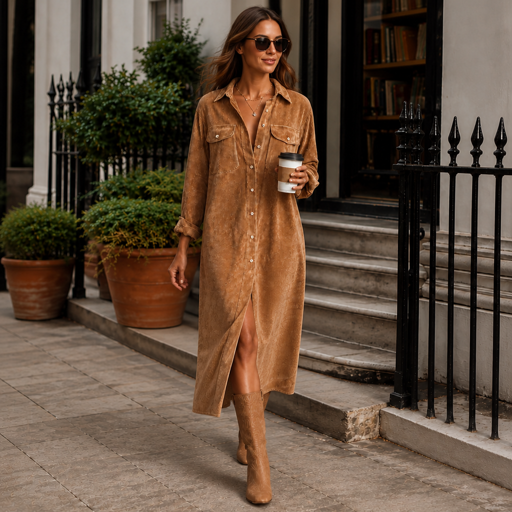 Wearbella – Button-Front Midi Shirt Dress With Side Slit