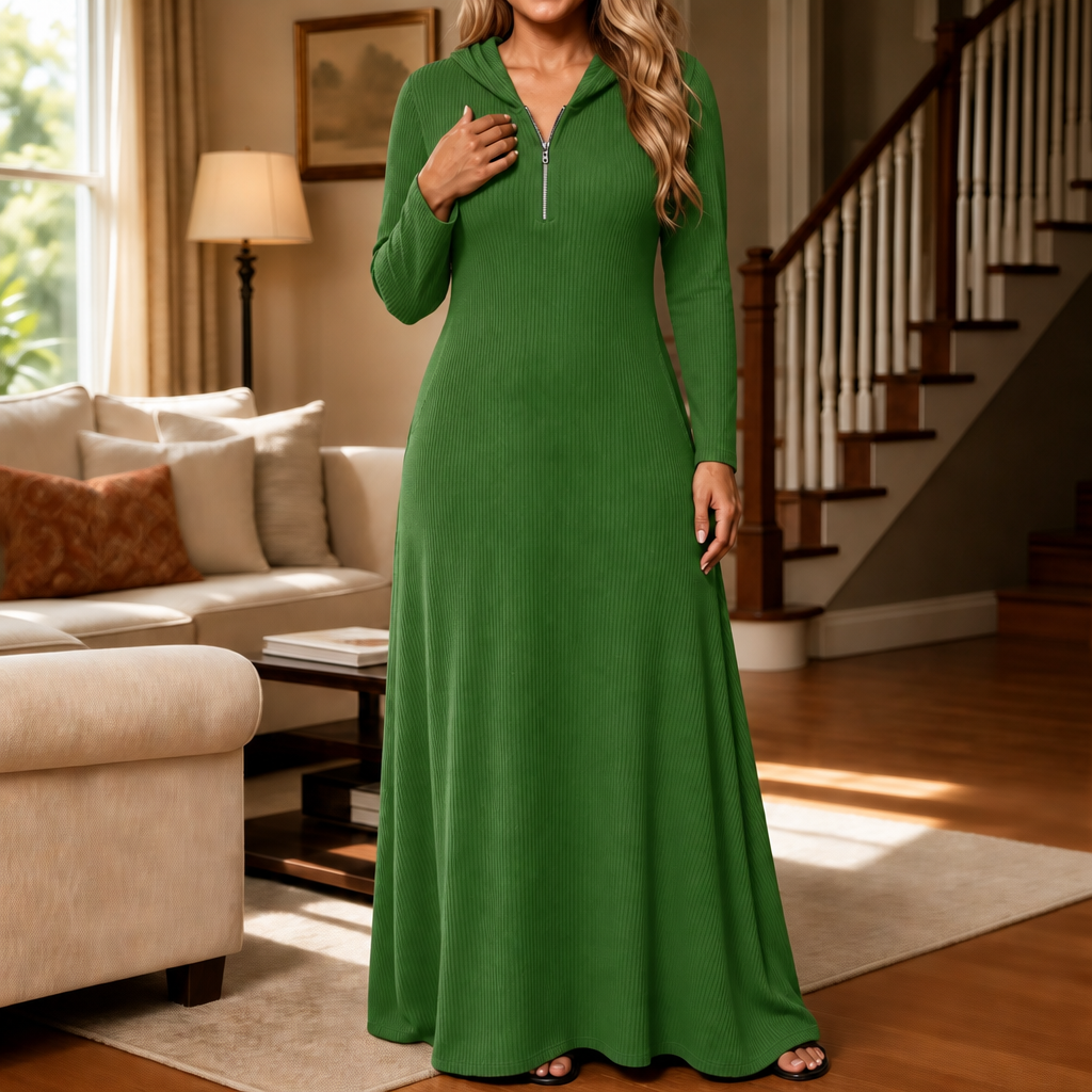 Hoodella – Ribbed Hooded Maxi Dress