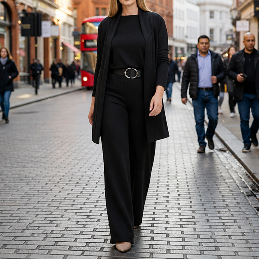 Veloura – Long Cardigan Top And Pants Set