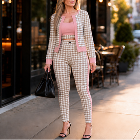Pink Houndstooth