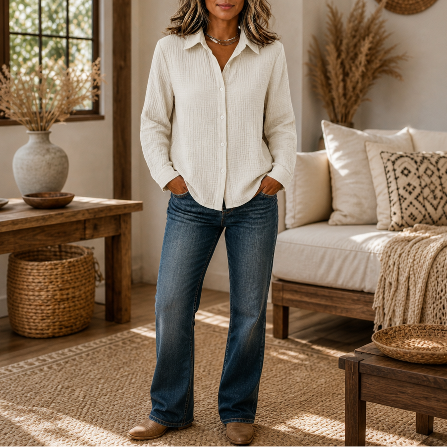 Wearbella – Crinkle-Crepe Button-Down Blouse