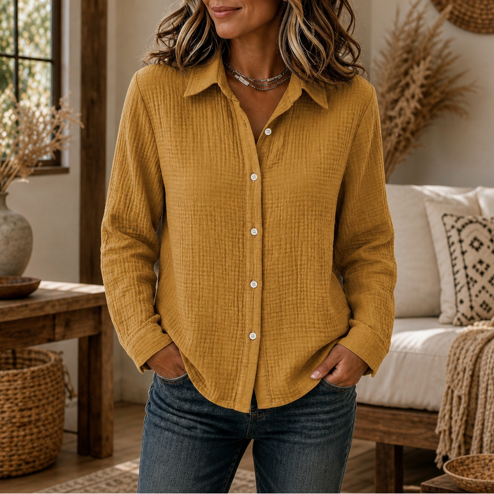 Wearbella – Crinkle-Crepe Button-Down Blouse