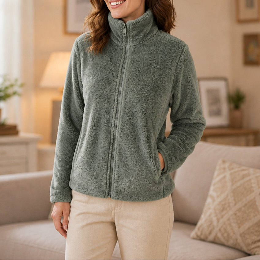 Velora – Plush Fleece Stand-Collar Jacket